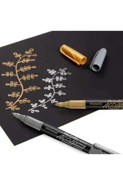 Monami Acculiner Marker Gold and Silver Markör Kalem Seti 2'li - 3