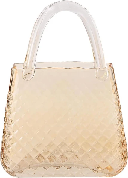 Nettenevime Çanta Vazo Cam Çiçek Vazosu Dekoratif Bal Amber Vazo Büyük Boy Oval Model 1,5kg Glass Bag Vase - 2