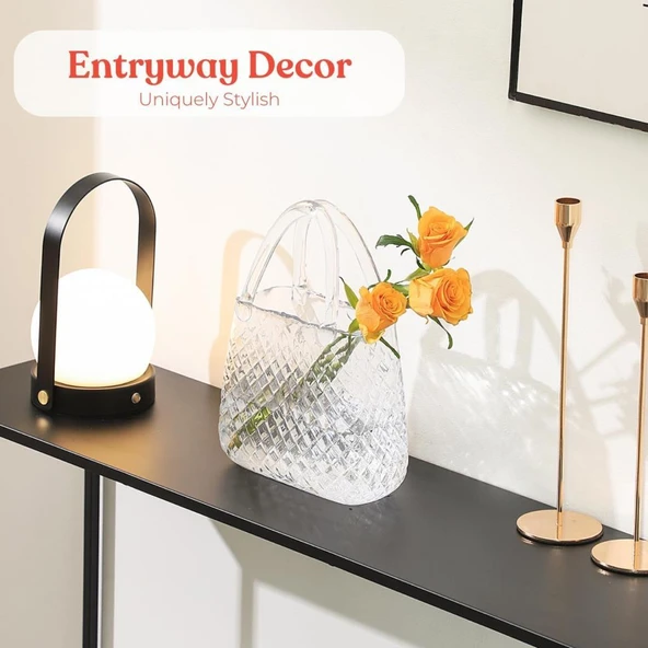 Nettenevime Çanta Vazo Cam Çiçek Vazosu Dekoratif Şeffaf Vazo Büyük Boy Oval Model 1,5kg Glass Bag Vase - 7