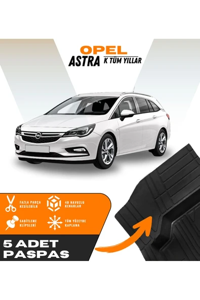 Opel Corsa K Tüm Yıllar 5'li Paspas Seti Yüksek Kalite Kesilebilir Universal Oto Paspas