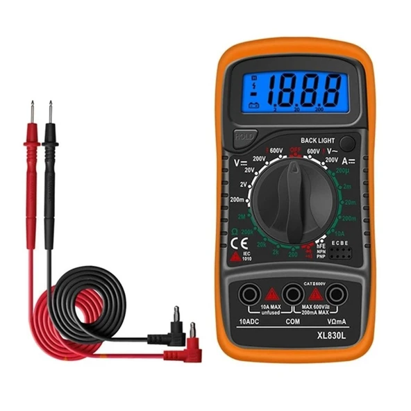 XL830L Dijital Multimetre  Ölçü Aleti Avometre Voltmetre Ampermetre Voltaj Akım Direnç Transistör Diyot Test Cep Tipi Mini - 4