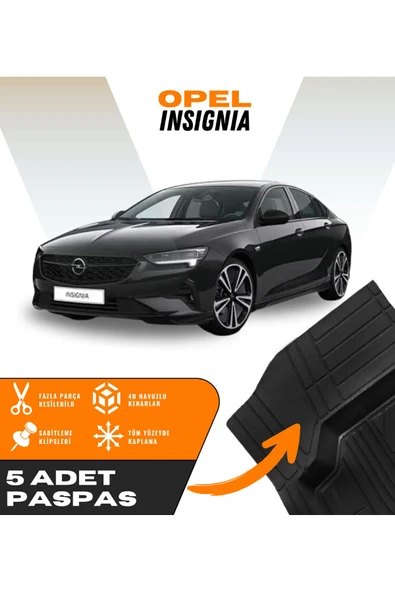 Opel Insignia 5'li Paspas Seti Yüksek Kalite Kesilebilir Universal Oto Paspas