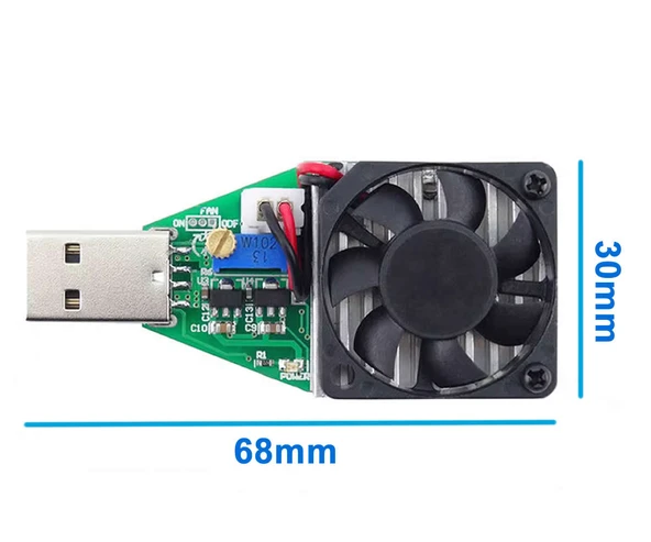 Usb 15W 3.7V 13V 0.15A/3.0A Elektronik Yük / Deşarj Kartı Fan Soğutuculu  Pil Akü Powerbank Kapasite Deşarj Test Cihazı Ayarlanabilir Kör Yük Direnç - Resim 8