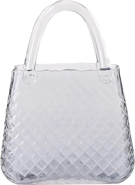 Nettenevime Çanta Vazo Cam Çiçek Vazosu Dekoratif Antrasit Vazo Büyük Boy Oval Model 1,5kg Glass Bag Vase - 2