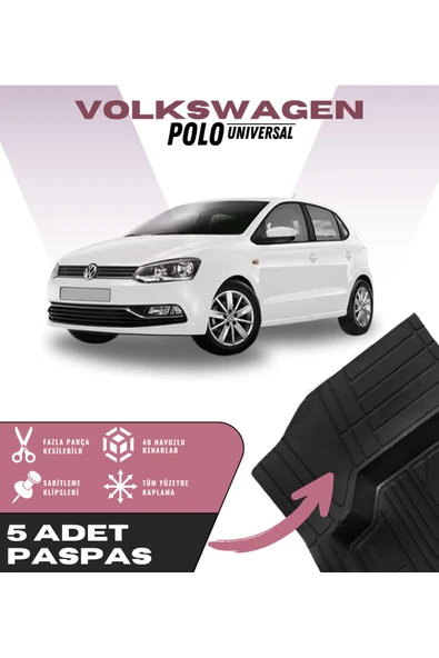 Volkswagen Polo Universal 5'li Paspas Seti Yüksek Kalite Kesilebilir Universal Oto Paspas