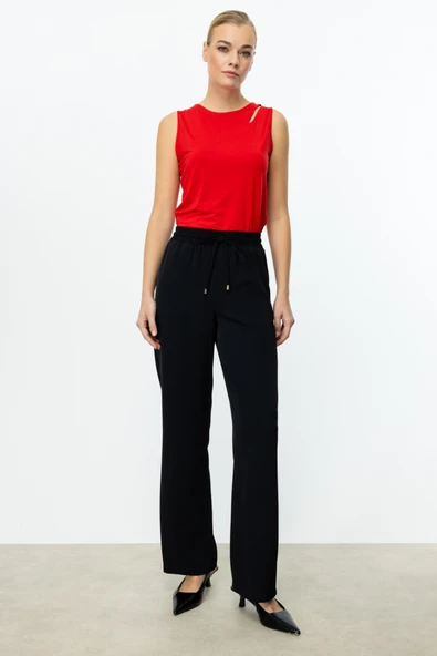 Ekol Minimalist Oversize Kadın Pantolon - Yüksek Bel - Rahat - Resim 4