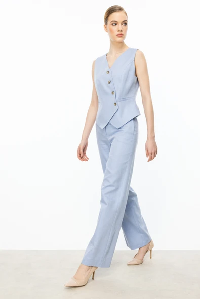 Ekol Yüksel Bel Bol Paça Kadın Pantolon 25YEKL04080 - Resim 4