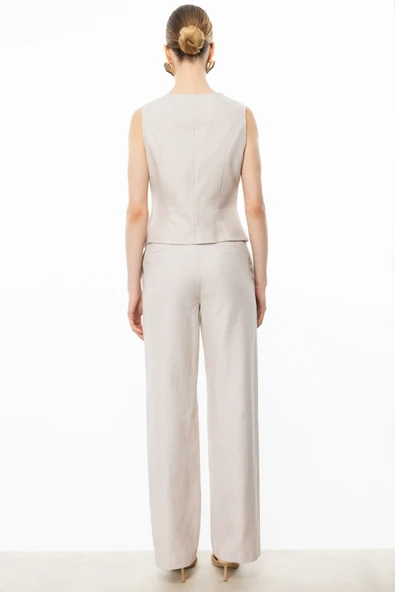 Ekol Yüksel Bel Bol Paça Kadın Pantolon 25YEKL04080 - Resim 3