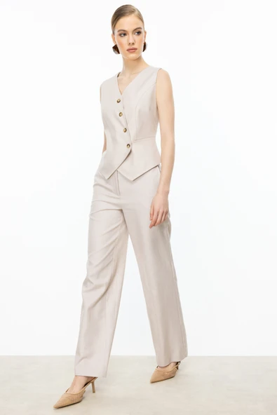 Ekol Yüksel Bel Bol Paça Kadın Pantolon 25YEKL04080 - Resim 2