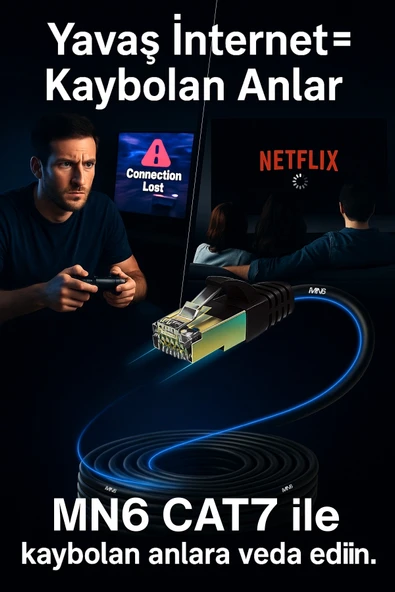 MN6 M109f Cat7 Kablo 5 Metre/Bakır Tel-10gbps-50 Mikron Altın Kaplama/STP/5 Metre Cat7 Ethernet Kablosu - 3