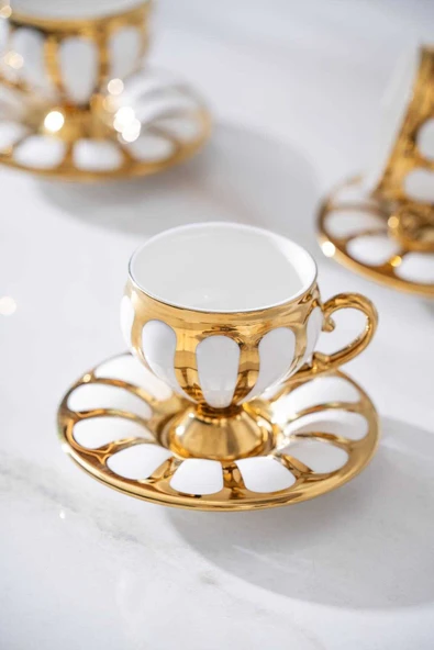 Acar 6876 Karius 6 Lı Kahve Fincan Takımı Gold - 2