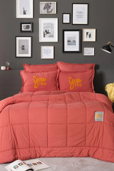 Motto Cotton Comfort Çift Kişilik Mercan - Resim 5