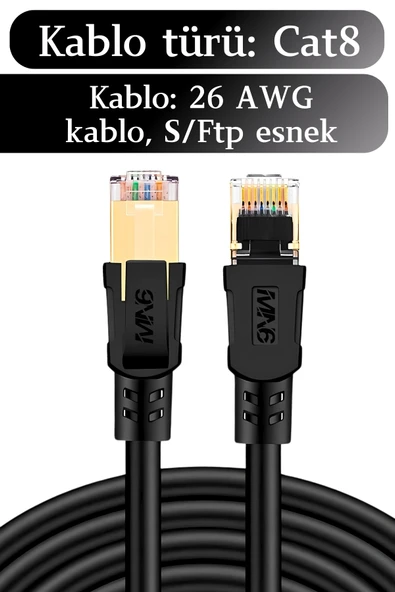 MN6 M110XF Cat8 Kablo/10 METRE/40GBPS-2000MHZ-26 Awg-S/ftp-Cat8 Ethernet Kablosu - 2