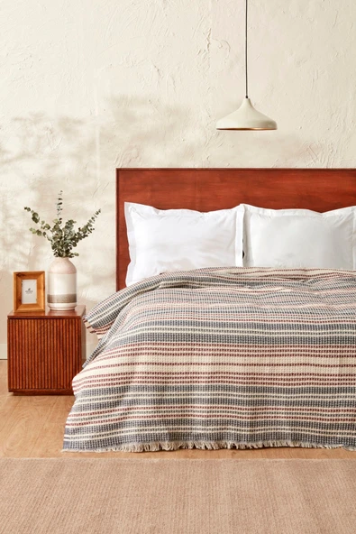 Karaca Home Flow Çizgili Çift Kişilik Waffle Pike 200x230 cm İndigo