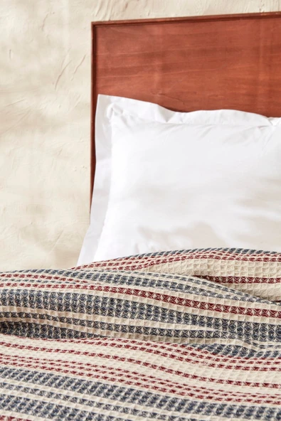 Karaca Home Flow Çizgili Çift Kişilik Waffle Pike 200x230 cm İndigo - Resim 2