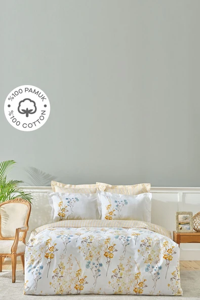 Karaca Home Loris Sarı Çift Kişilik %100 Pamuk Saten Nevresim Takımı