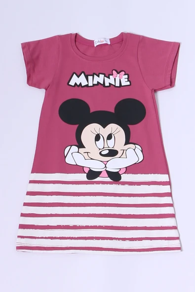 KIZ ÇOCUK ELBİSE KARAKTER BASKILI ÇİZGİLİ A25 - Resim 11