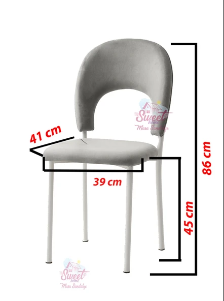 Yanlardan Açılır Yakamoz 90x60 cm Ceviz Masa 4 Adet Ay Sandalye - 5