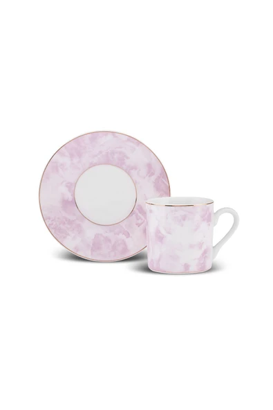 Kuvars 6 Kişilik Kahve Fincanı Pembe 80 ml - Resim 3