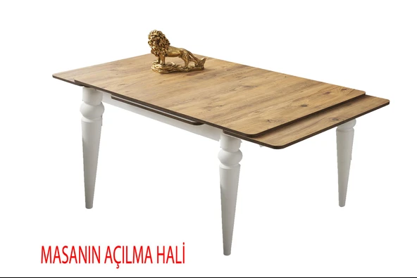 Yanlardan Açılır Yakamoz 90x60 cm Ceviz Masa 4 Adet Ay Sandalye - 2