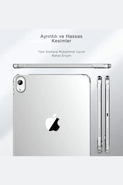 iPad Air 13 M3 Çip Uyumlu 2025 Fuchsia Darbe Emici Şeffaf Koruyucu Silikon Kapak - Resim 2