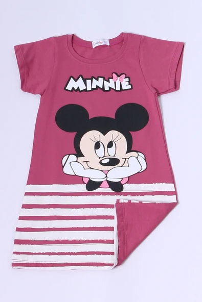 KIZ ÇOCUK ELBİSE KARAKTER BASKILI ÇİZGİLİ A25 - Resim 12