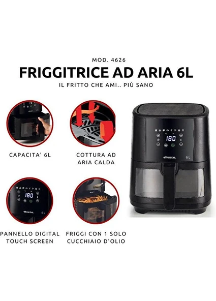 Ariete Cam Pencereli Airfryer 6 lt 4626/00 - Resim 4