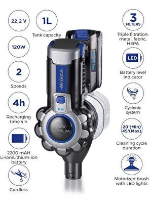 Ariete 2722/00 Şarjlı Mavi Dikey Süpürge - Resim 4