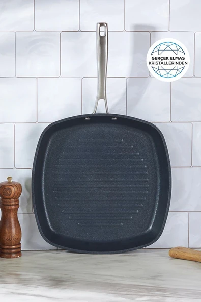 Biodiamond Pro Indüksiyon Tabanlı Grill Tava 28 Cm 2,3 Lt
