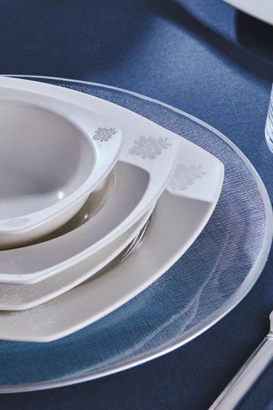 Square Bone Deren 60 Parça 12 Kişilik Yemek Takımı - 3