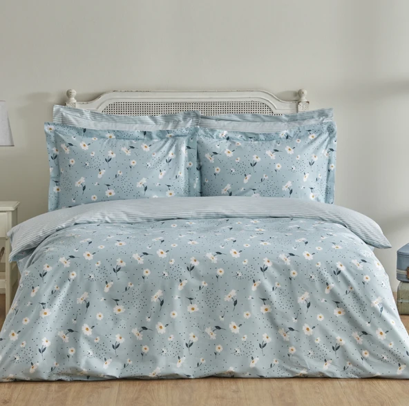 Karaca Home Daisy %100 Pamuk Çift Kişilik Nevresim Takımı Mint 