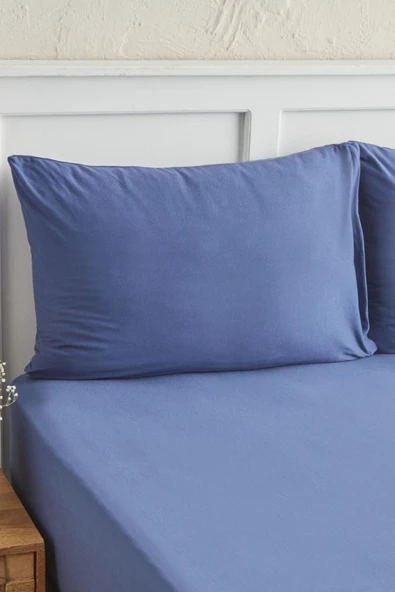 Motto Penye Tek Kişilik Fitted Çarşaf 100x200+30 Cm Indigo