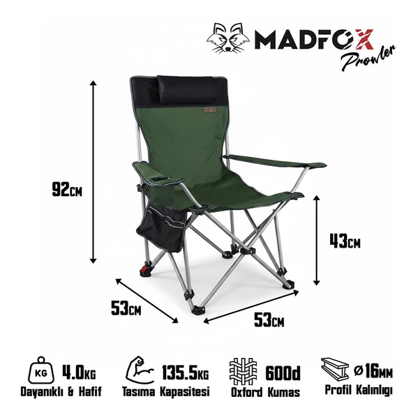 Madfox Prowler 3 Kademeli Yatabilen Kamp Sandalyesi - 8