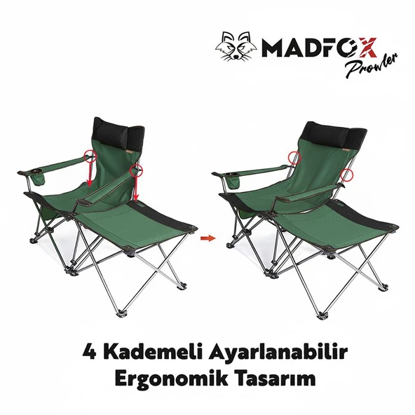 Madfox Prowler 3 Kademeli Yatabilen Kamp Sandalyesi - 12