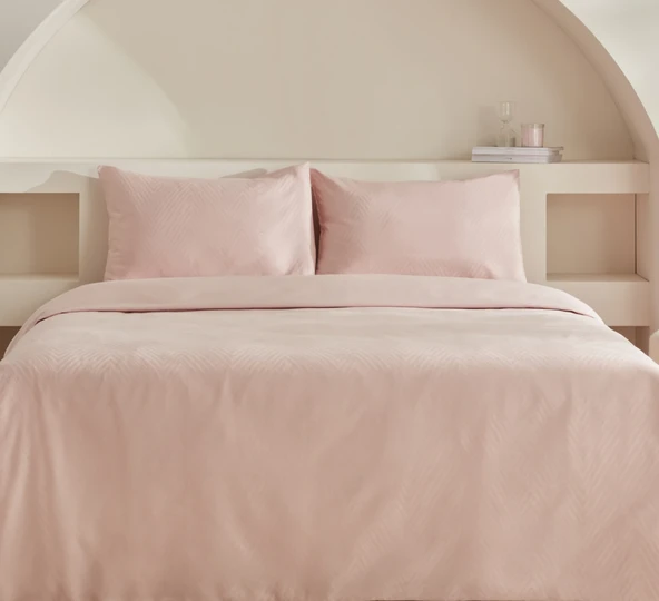 Karaca Home Charm Sion %100 Pamuk Jakarlı Saten King Size Nevresim Takımı Pudra