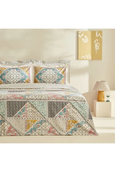 Edella %100 Pamuk Çift Kişilik Nevresim Takımı Multicolor