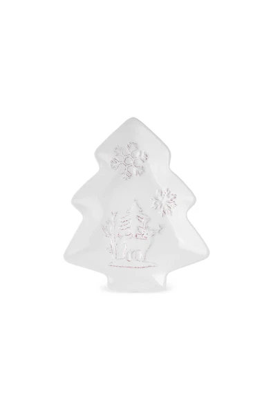 New Year Yılbaşı Snowy Servis Tabağı 18 Cm Beyaz