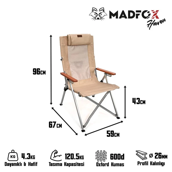 Madfox Haven 6 Kademeli Katlanır Kamp Sandalyesi - 10