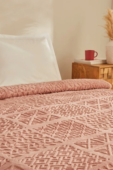 Rita Tek Kişilik Emboss Battaniye Pudra - Resim 8