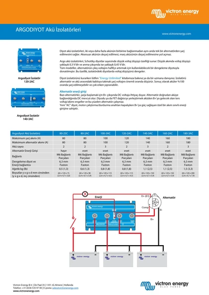 Victron Energy Argodiode 1 Giriş 3 Çıkış 100 Amper Akü İzolatörü 100-3AC ARG100301000R - 4