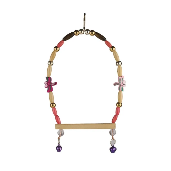 Muhabbet Kuşları İçin, 1. Kalite Ahşap Tünekli Köprü Salıncak (Oyuncak)