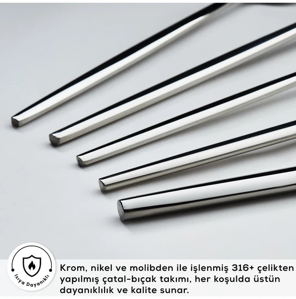 Mild 316+ Çelik 84 Parça 12 Kişilik Premium Çatal Kaşık Bıçak Takımı - 2