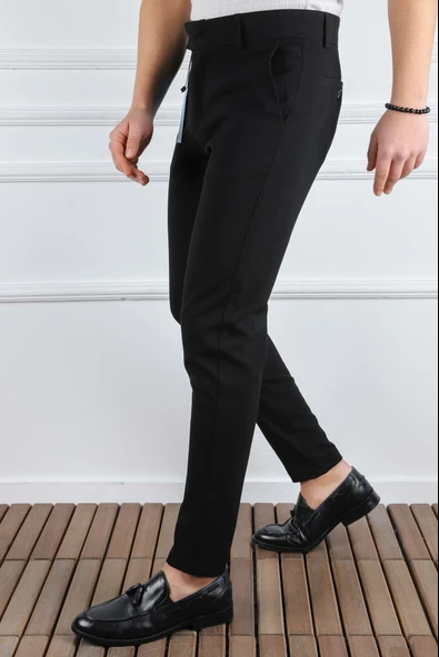 Erkek Düz Kesim Kaliteli Esnek Likralı Bilek Boy Kumaş Pantolon-7202