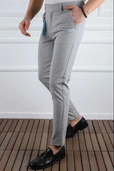 Erkek Düz Kesim Kaliteli Esnek Likralı Bilek Boy Kumaş Pantolon-7202 - 7