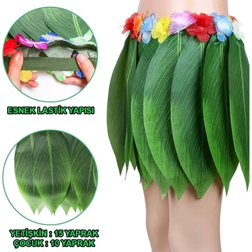 Tropikal Esintili Yapraklı Parti Eteği Çocuk Boy ürün görseli 1
