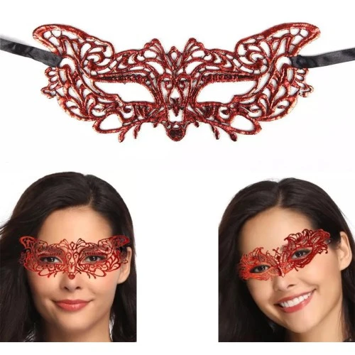 Kırmızı Dantel Masquerade Maskesi 9 No - 1