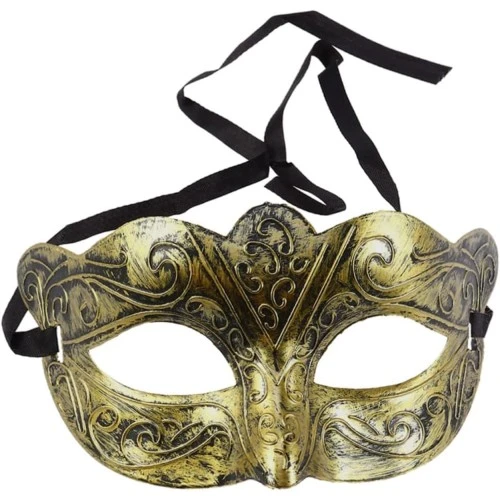 Altın Renk Eskitme Balo Maskesi – Venedik Tarzı Parti Maskesi - Resim 4