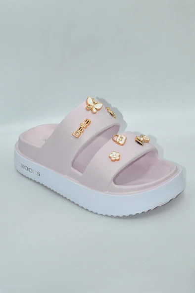 Pembe Kadın Taşlı Eva Günlük Terlik - Resim 2