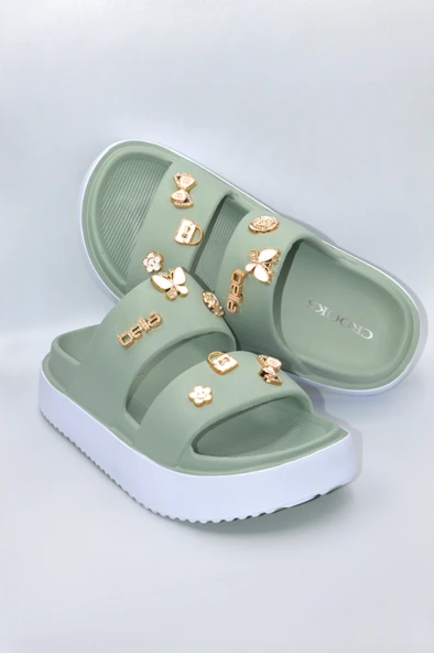 Yeşil Kadın Taşlı Eva Günlük Terlik - 4