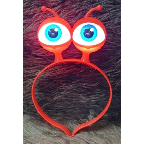 Led Işıklı & Pilli Uzaylı Göz Parti Tacı Kırmızı Renk ürün görseli 1